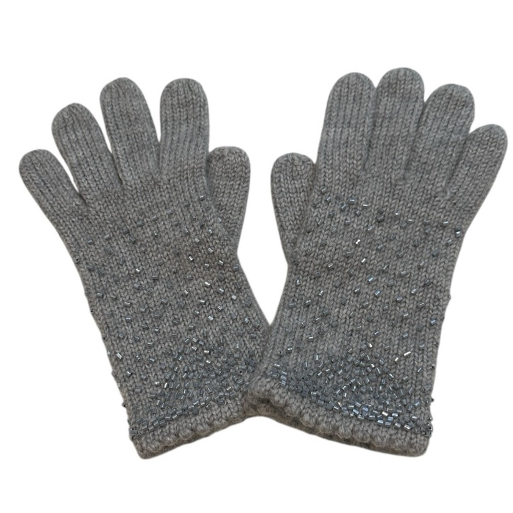 Talbots Gray Rhinestone Knit Gloves, Holiday Gift, NWT